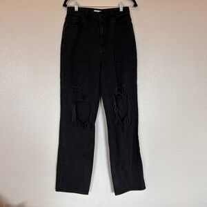PacSun 90s Boyfriend Distressed Black High Waisted Straight Leg Jeans Size 28